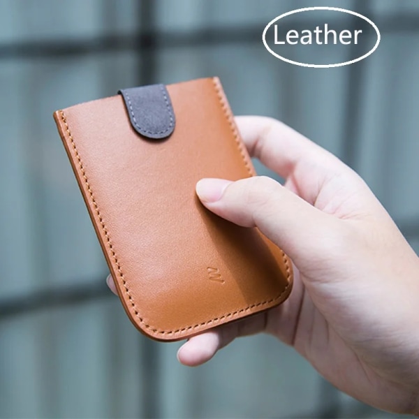 DAX V1 läderkorthållare Mini Slim Portable Drag Herr kreditkort Plånbok Färg Gradient 5 Kort Pengar Kort Kvinnor Handväska V2-Green and Gray