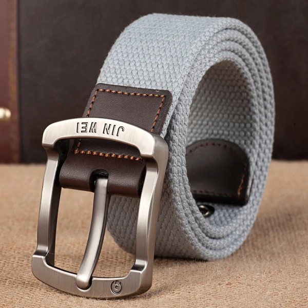 Herrspänne canvas bälte polyester flätat utomhus fritidsbyxor bälte 110-140 i längd 3,8 cm i bredd PWD001 Light gray 120cm