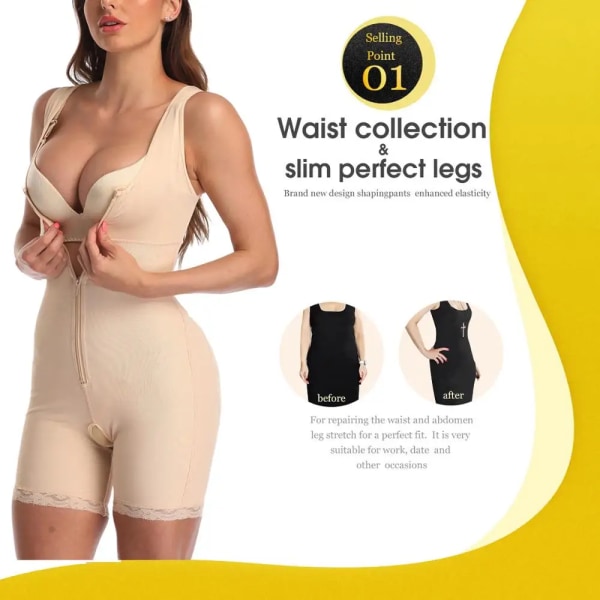 Dam waist trainer Butt Lifter Shapewear Helkroppsformare Underbyst Body Shapers Modellering Rem Bantning Body Shapewear Black XL