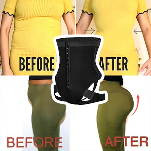 Manschett Tummy Trainer Kvinna Exceptionell Shapewear 2-I-1 Hög midja Höftlyft Kvinnlig Cuff Tummy Trainer Svart Nyligen Black L