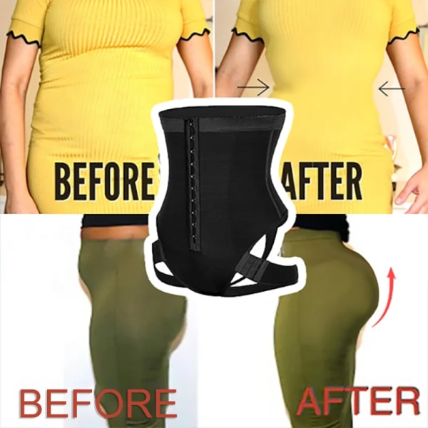 Manschett Tummy Trainer Kvinna Exceptionell Shapewear 2-I-1 Hög midja Höftlyft Kvinnlig Cuff Tummy Trainer Svart Nyligen Black M