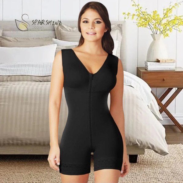 Faja Colombiana Mujer Compression Skims Trosa Gördel med stängning Timglas Kort gördel Postoperativ återhämtning Black M