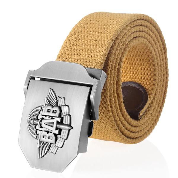 SupSindy män Canvasbälte 3D ryska luftburna trupper VDV metallspänne jeansbälten för män Army Military Taktisk Bälten Man Strap Yellow 100cm