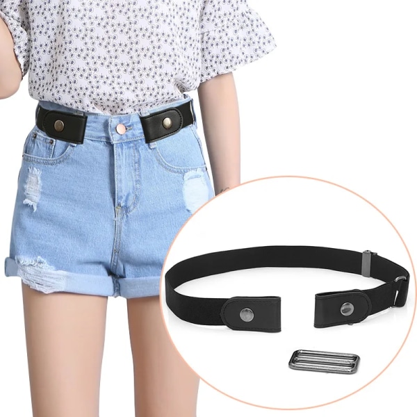 Spännefritt osynligt midjebälte Bekvämt elastiskt Justerbart Lazy Black Seamless Enkel Tight Midjeband Modeaccessoarer black 100cm