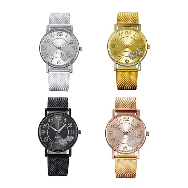 Elegant rosguld watch Kvinna Enkelt Temperament Student Vattentät Kvinna Högnivå Kvinna Lyxklockor Kvinnor Silver