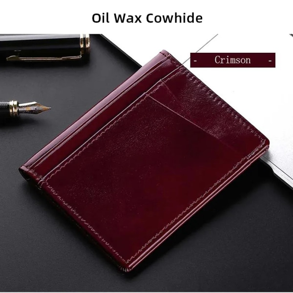 YUECIMIE Supersmal mjuk plånbok 100 % äkta läder Mini kreditkortshållare Plånböcker Plånbok Tunna små korthållare plånbok för män Crimson