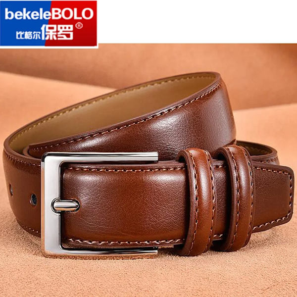 Bekele bolo Herr Bälte i äkta läder Brunt och svart Business Dress Bälten för män SWFKHK-Coffee 115CM