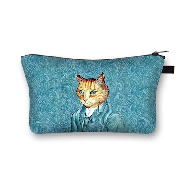 Söt Print Case Dam Sminkväskor Tecknad Kattunge Kosmetikväskor Flickor Förvaringsväska Rolig katt Cosplay Mona Lisa shzbmaot59