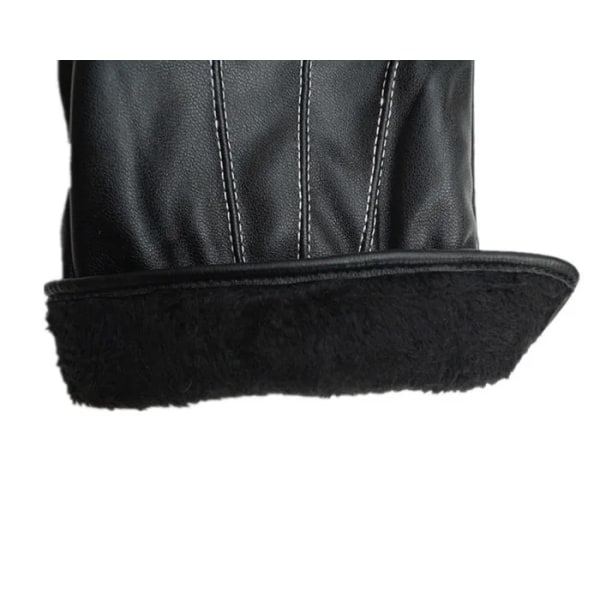 Handskar Herr Vinter Läder Svarta Handskar Knapp Varma vantar Lyxiga PU Läder Körning Herr Äkta vindtäta körhandskar style 2 brown one size