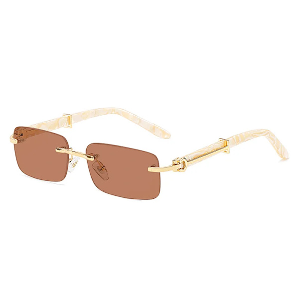 Fyrkantiga båglösa Rosa Blågröna Solglasögon För Män 2022 Lyxdesigner rektangel Hip Hop Coola Solglasögon Män Mode Solglasögon Gold As pic showed