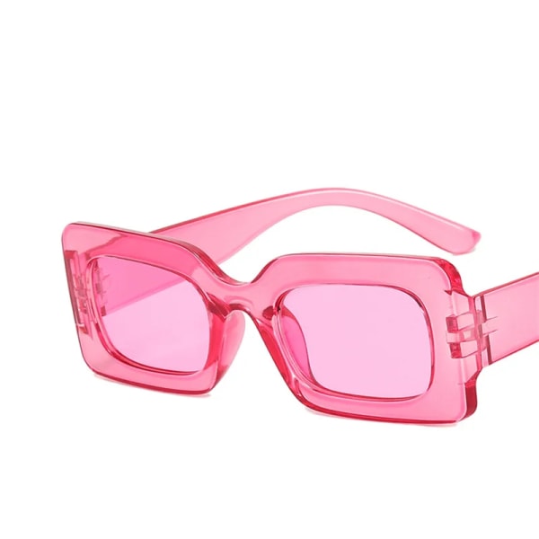 Mode Vintage Fyrkantiga Solglasögon Dam Gradient Tea Solglasögon Sommar Resa Retro Glasögon Män Oculos De Sol Feminino rose red with pouch and cloth