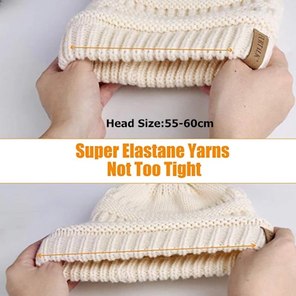 Talk Höst- & Vintermössa för Kvinnor Stickad Pompommössa Slouchy Beanie Skullies för Kvinnor Svart Röd Gul Bonnet Cap flecking gray 2