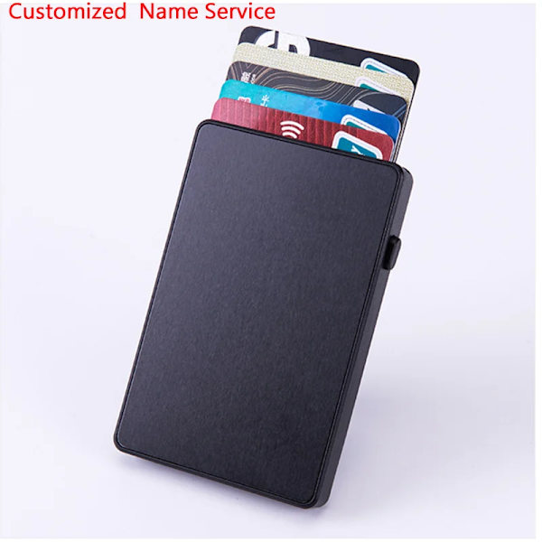 Bisi Goro herrplånbok tunn RFID-blockerande popup-knapp Case Aluminium Enkelkorthållare Box Smart plånbok Name-X-64-Black