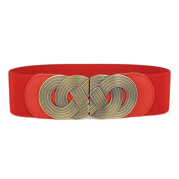 Kvinnors brett bälte Kvinnlig Designer Mode Elastiskt band Klänning Jacka Lyxigt Bälte Tillbehör för kvinnor Brett bälte x218 Red 60cm