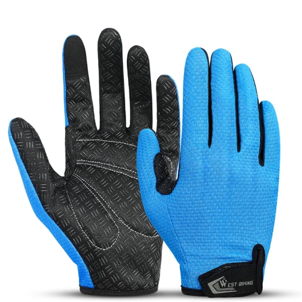 WEST BIKING Vår Höst Unisex Cykelhandskar Full Finger Touch Screen Bergsbestigning Sporthandskar Sommar Fingerless Mitts Blue Full Finger M