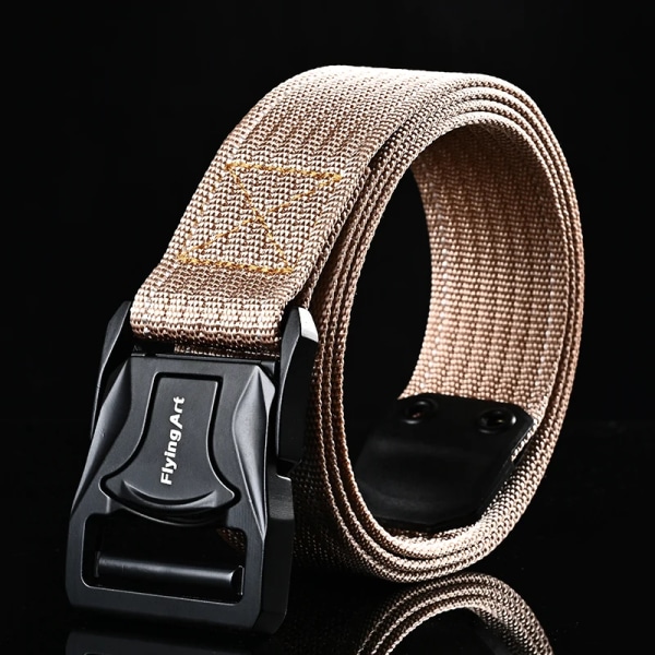 Herrbälte Army Style Stridsbälten Quick Release Militär Utomhusträning Jakt Vandring Casual Midjeband Nylon Taktiskt bälte ka qi se 115CM