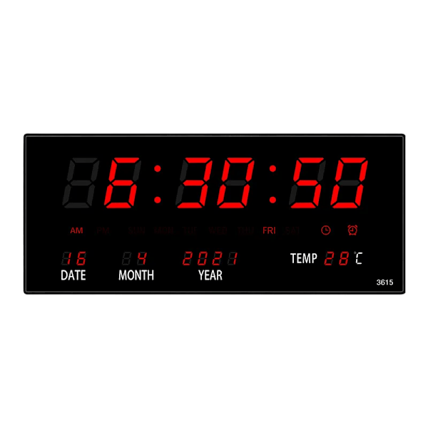 Lysande Digital Väggklocka Alarm Timvis Ringsignal Temperatur Datum Kalender Bordsklocka Elektronisk LED-klocka Dekoration Med Kontakt Red