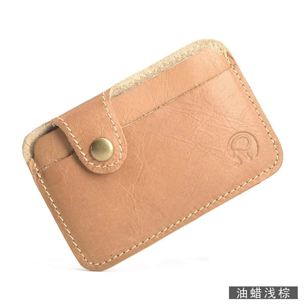 Retro läderkredit Business Minikortplånbok 2023 Bekväm man Kvinnor Smart Wallet Visitkortshållare Kontantplånbok Case Light Brown