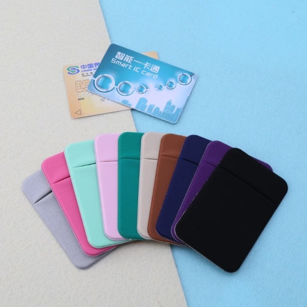 THINKTHENDO Ny mobiltelefon Kreditkort Plånbokshållare Ficka Stick-On självhäftande Elastiskt verktyg Ultratunn självhäftande hållare BG