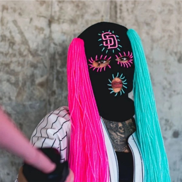 Varma vintermössor Stickade mössor med roliga dekorationer Balaclava Stickade mössor Helansikts skidmasker Mjukt huvudbonad för kvinnor black hat sky blue h