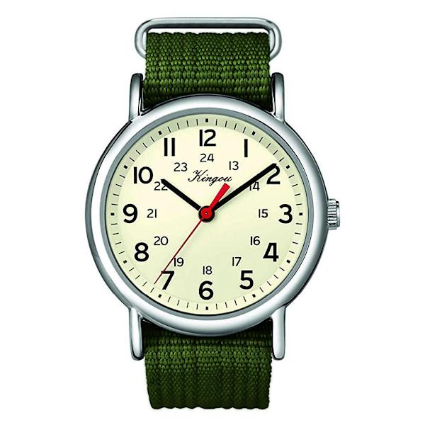 Watch Militär nylon Vattentät kvartsklockor för män Pojke anti-scratch Spegel 40 mm Armbandsur Födelsedagspresenter Green A