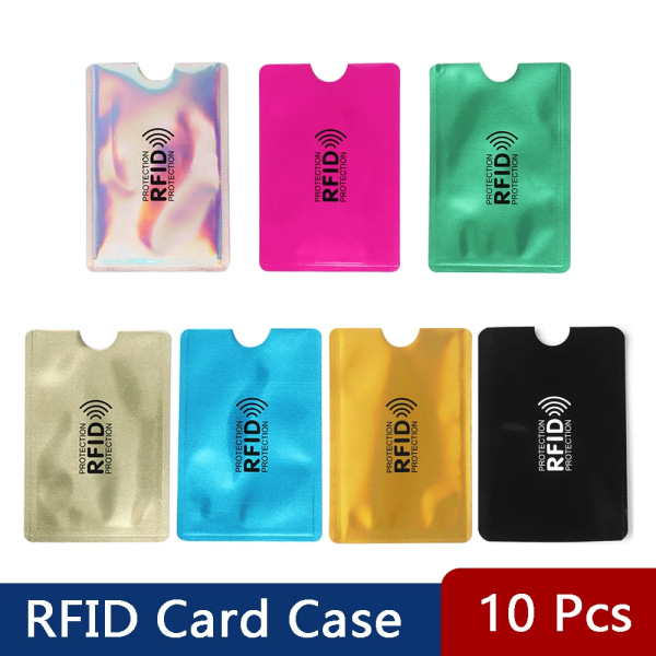 10PC Anti Rfid Blockering Läsare Lås Korthållare ID Bankkort Case Aluminium Metall Smart Stöldskydd kreditkortshållare Blue