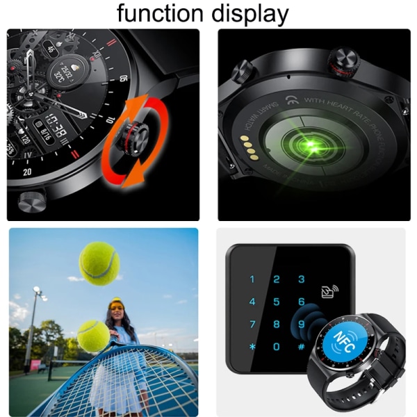 LIGE NFC Bluetooth Call Smart Watch Herr HD Screen Sportarmband Vattentätt EKG Hälsomonitor Herr SmartWatch För IOS Android silicone gray NFC