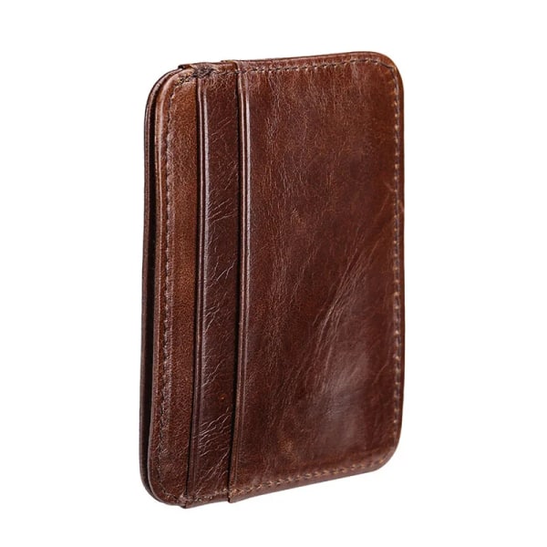 Nyankomst Vintage mäns kreditkortshållare i äkta läder Liten plånbok Pengarväska ID- case Miniväska för män Cow leather Brown