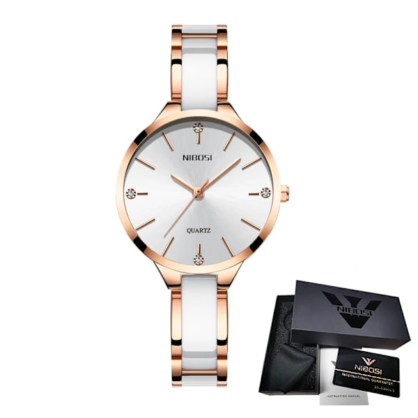 NIBOSI relógio feminino Nytt modemärke Watch Lyx Quartz Dam keramisk watch Klockor Vattentäta klockor för kvinnor Gift Box(.204)