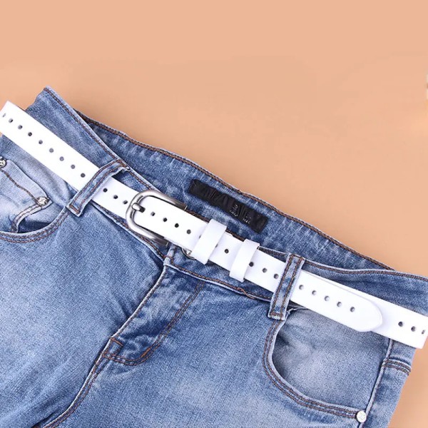 Zency Hollow Out Dambälte 100 % äkta läder Högkvalitetsnålsspänne Modedekorativa jeansbälte Svart Vit Kaffe White 110cm