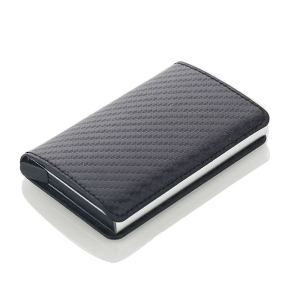 Ny unisex kreditkortshållare PU-läderblockerande Rfid-plånbok Herr ID-korthållare Säkerhetsinformation Case Plånbok Carbon fire black