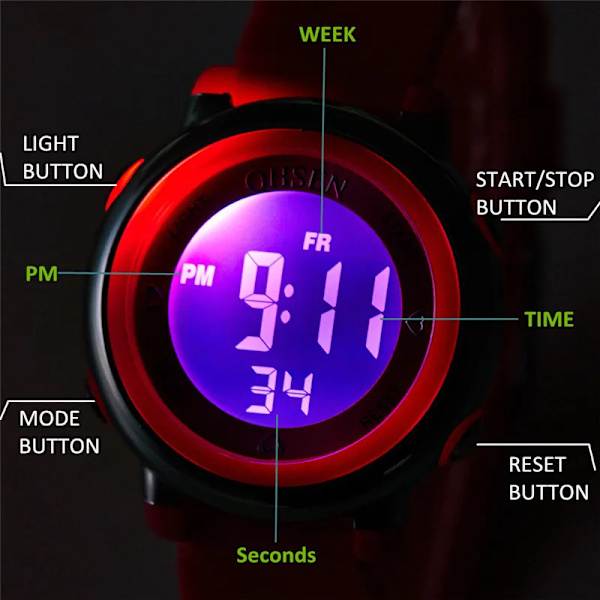 Relogio 2022 OHSEN Mode dam Sportklockor män Vattentät LED digital watch män kvinnor multifunktion flicka pojke armbandsur Black