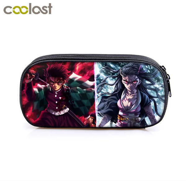 Anime Demon Slayer Kimetsu No Yaiba Canvas Case Pennfodral Dragkedja Sminkväska Pen Brevpapper Väska catoon Pennlåda qbbguimie25