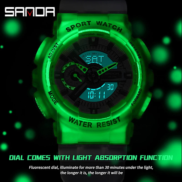 Sanda nya 3029 watch lysande modepersonlighet Electronic Watch watch Shell Man Watch green