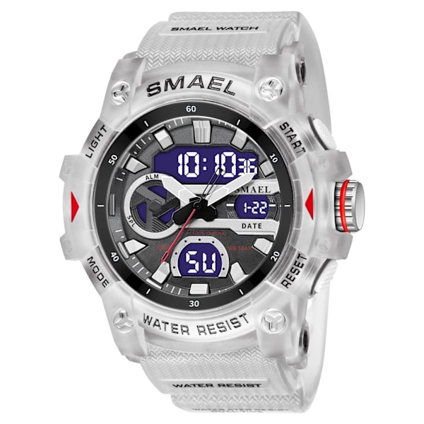 Sportklockor Vattentäta SMAEL Brand Watch Stoppur Alarm Clock 8086 Young Fashion Quartz Armbandsur WHITE
