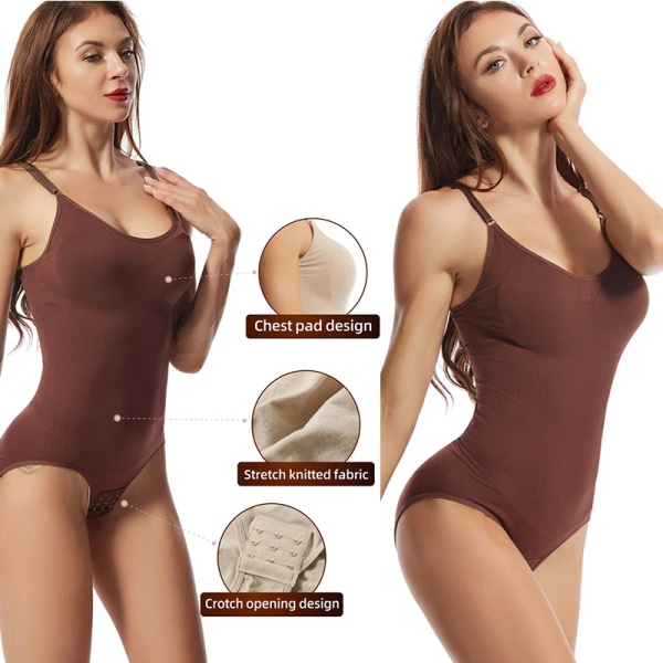 Sömlös Dam Bodysuit Dam Shapewear Set För Kvinnor Waist Trainer Waist trainer Bantning Underkläder Rumplyftare Coffee L 55KG