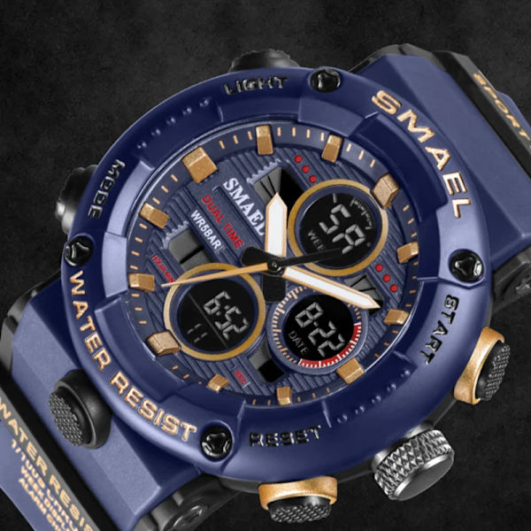 SMAEL Watch Herr Vattentät LED Digital Klockor Stoppur Stor Urtavla Klocka För Man 8038 relogio masculino Herr Klockor Quartz ARMYGREEN