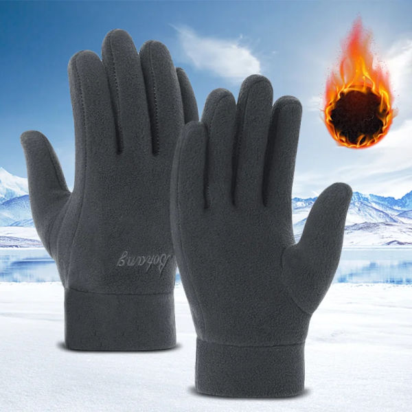 Vinterfleece Herr Dam Skidhandskar Vindtät thermal pekskärm Utomhus Sport Halkfri Cykling Snowboard Varma snöskoterhandskar Thick - Dark gray