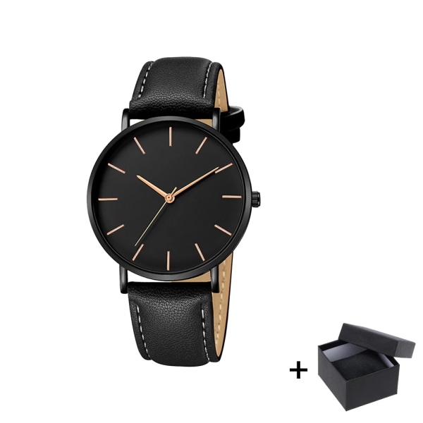 Watch 2022 Lyxmode Enkel Armbandsur Läder Guld Urtavla Casual Man Brecalet Quartz Clock Vip-länk för droppe 567 Black rose