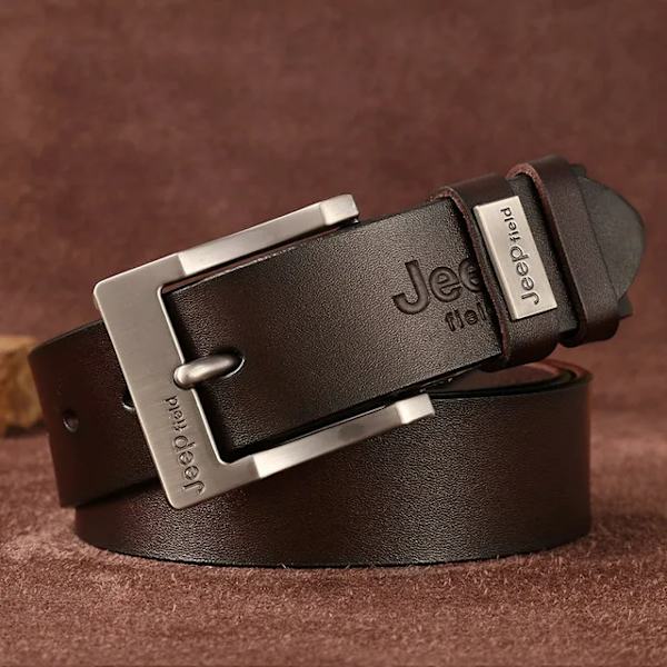 Lyxmärke Designer Bälte Herr Mode Äkta Läder Midjerem Legering Nål Spänne Herrbälte Cummerbunds Ceinture Homme 2022 JEEPFTJ-Coffee 110cm