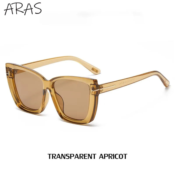 Mode Cat Eye Solglasögon Dam Lyxmärke Trendiga Oversized Cateye Solglasögon Dam Gradient Solglasögon Big Frame Glasögon C3 Transparent Brown With a bag