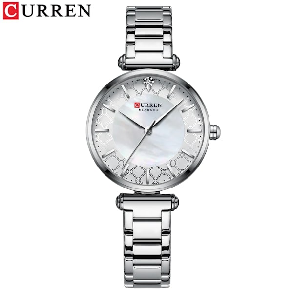 Klockor för kvinnor Lyxmärke CURREN Elegant tunn kvartsarmbandsur med rostfritt stål Enkel kvinnoklocka silver watch