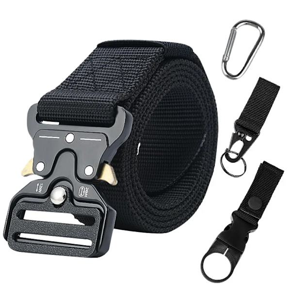 Army Style Stridsbälten Set Inkluderad Väska Krok Snabbkoppling Taktiskt bälte Herr Militär Canvas Utomhus Jakt Camping Trekking Set A Black 125cm
