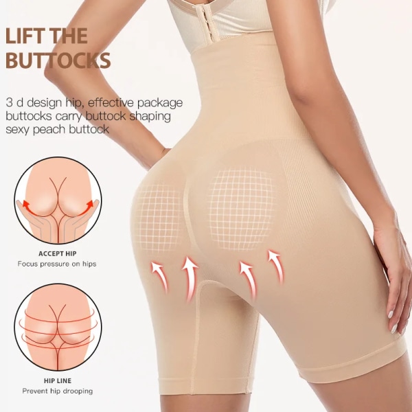 Kvinnor Butt Lifter Shapewear Underkläder Set Bodysuit Trosa Waist Trainer Shaper Curve Magkontroll Bantning Trosor med hög midja Black 4XL