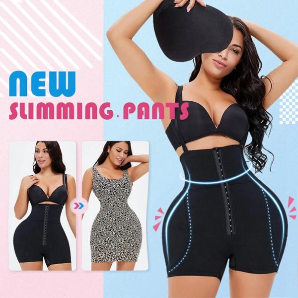 Kvinnor Höftkuddar Waist trainer Kroppsformare Fake Buttock Enhancer Booty Butt Lifter Shapewear Justera Modellering Rem Mag Trosor Black A409 4XL