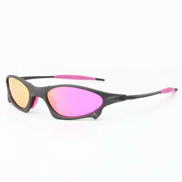 MTB Man Polarized Solglasögon Cykelglasögon UV400 Fiskesolglasögon Metall Cykelglasögon Cykling Glasögon Ridglasögon H8-1 Pink