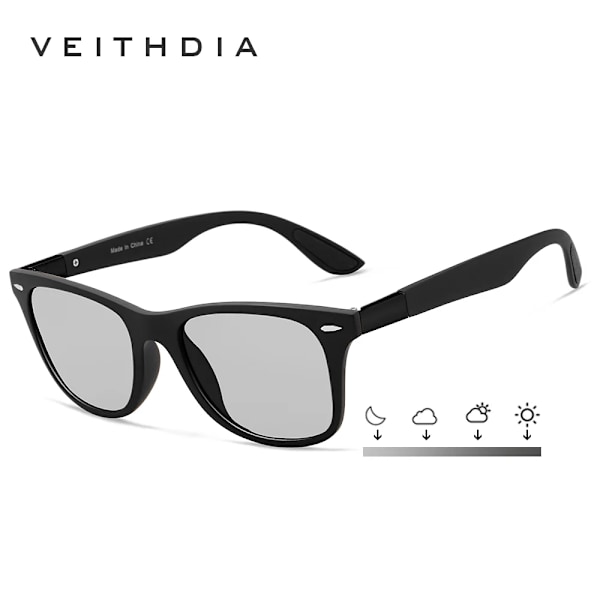 VEITHDIA Solglasögon Gradient Photochromic Unisex polariserad spegellins Vintage Dag Natt Dubbla Solglasögon För män Kvinnor 7029 photochromic gray Box and Cloth