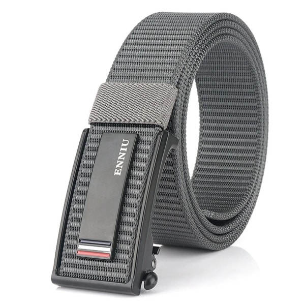 Nytt mode herrbälte Toppkvalitet Bekväma nylon för män Metall Automatiskt spänne Ung Canvas Taktisk designerbälte Dark Gray Belt A Set 120cm Adjustable