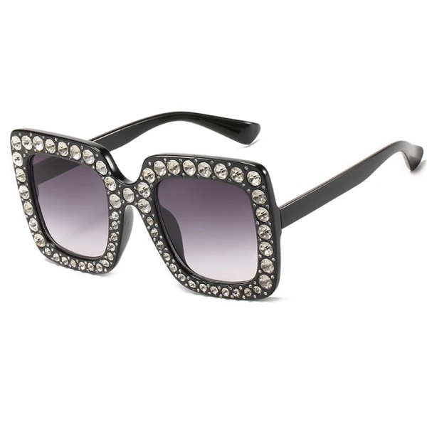 Crystal Square Diamond Solglasögon Kvinnor Oversized Rhinestones Solglasögon Kvinnlig Spegel Mode Lila Blå nyanser Glasögon Brown Gold