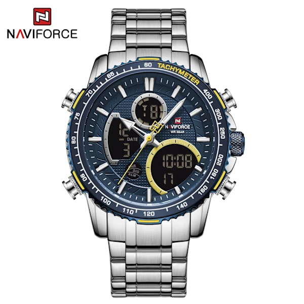 NAVIFORCE Watch Dual Display Coffee Sport Klocka Kronograf Quartz Armbandsur Datum Man Klocka Relogio Masculino NF9182 Green